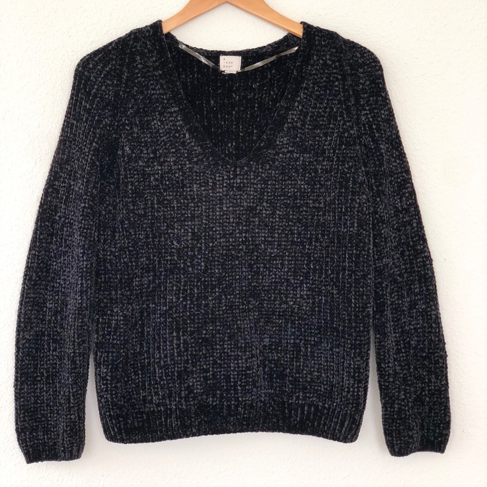 Black Velvet Knit Sweater